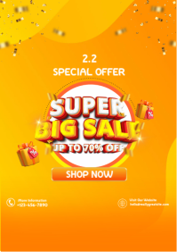 Orange Gradient Super Sale Offer Post A4 template
