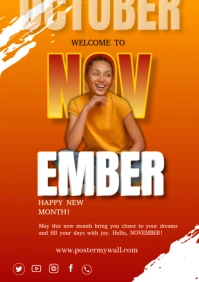 Orange Gradient Welcome November  A3 template