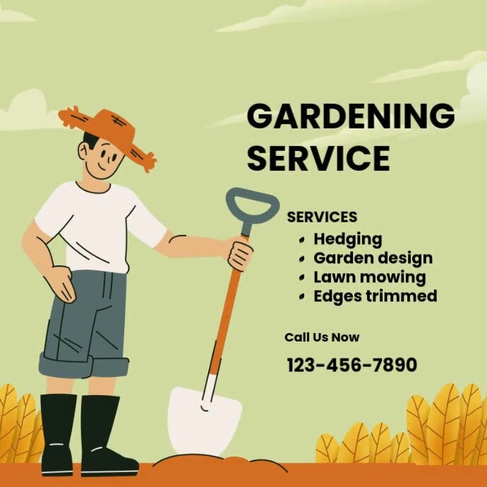 Orange green Joyful Gardening Service Instagram Post template
