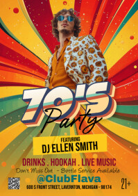 Orange Grunge 70s Party A5 template