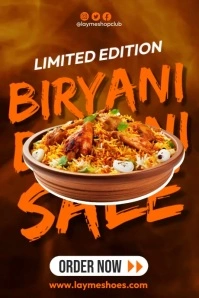 Orange Grunge Biryani Sale Poster template