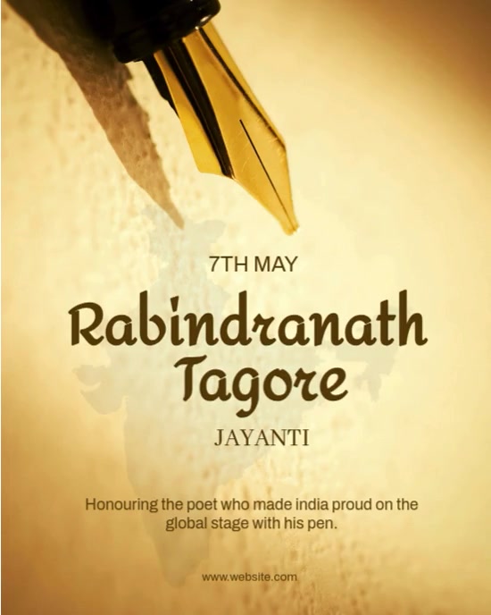 Orange Grunge Rabindranath Tagore Jayanti  Instagram Portrait template