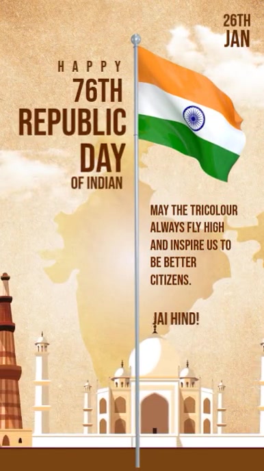 Orange Grunge Republic Day Tiktok Video template
