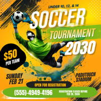 Orange Grunge Soccer Tournament Promo Facebook Instagram Instagram Post template