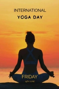 Orange Grunge Yoga Day Banner 4' × 6' template
