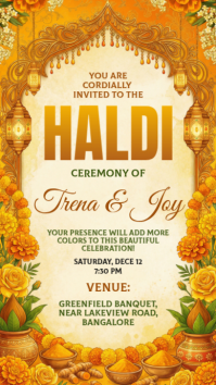 Orange Haldi Ceremony Invitation Instagram Story template
