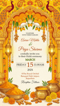 Orange Haldi Ceremony Invitation Instagram Story template