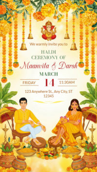 Orange Haldi Ceremony Invitation Instagram Story Instagram-verhaal template