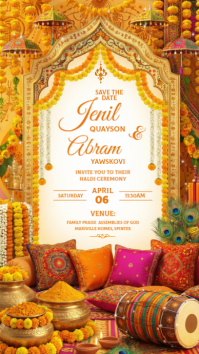 Orange Haldi Ceremony Invitation Instagram Story template