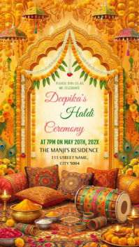 Orange Haldi Ceremony Invitation Instagram Story Instagram-verhaal template
