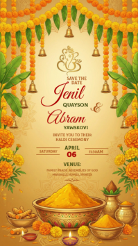 Orange Haldi Ceremony Invitation Instagram Story template
