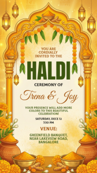 Orange Haldi Ceremony Invitation Instagram Story template