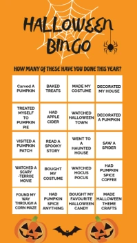 Orange Halloween Activities bingo Historia de Instagram template