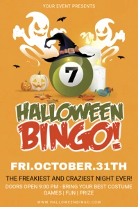 Orange Halloween Bingo Poster Template Póster