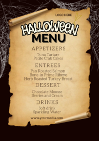 Orange Halloween Menu  A2 template