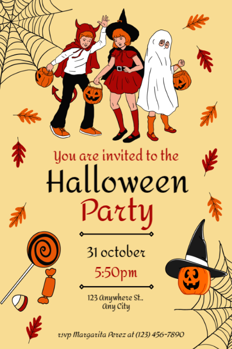 Orange Halloween Party Poster Template | PosterMyWall
