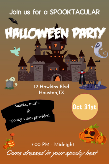 Orange Halloween Party Poster Template | PosterMyWall
