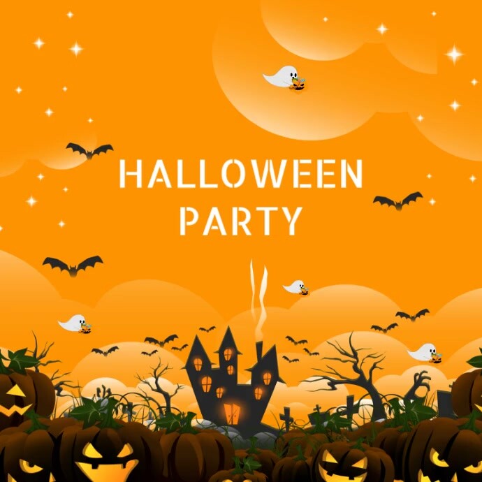Orange Halloween Party Template Square | PosterMyWall