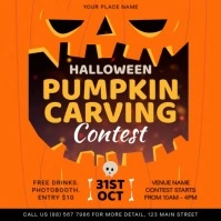 Orange Halloween Pumpkin Carving Contest Squa Persegi (1:1) template