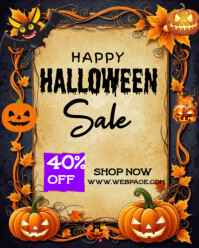 Orange Halloween Sale Instagram Portrait Template