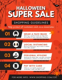 Orange Halloween Sale Store Covid-19 Shopping Flyer (US Letter) template