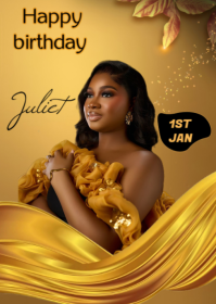 Orange Happy Birthday  A6 template