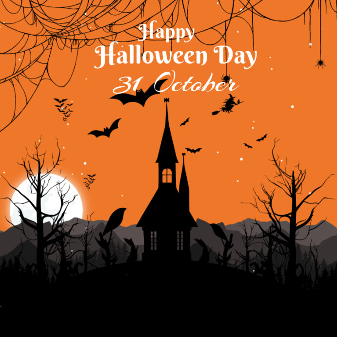 Orange Happy Halloween Day Instagram Post Template PosterMyWall