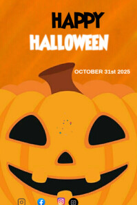橙色 Halloween Invitation Poster Template
