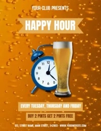 Orange Happy Hour  Flyer (us Letter) template