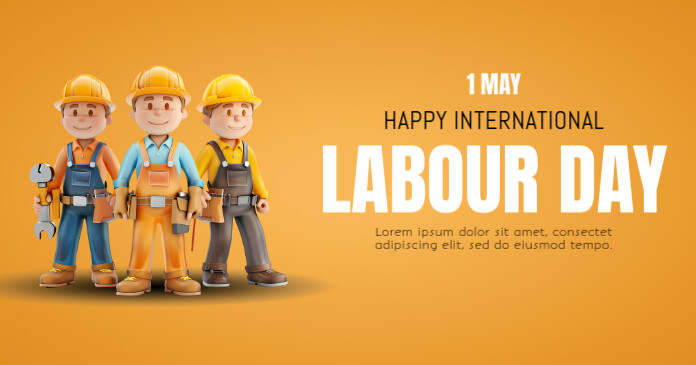 Orange  Happy International Labour Day Facebook Shared Image template