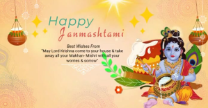 Orange Janmashtami Celebration Gedeelde afbeelding op Facebook Template