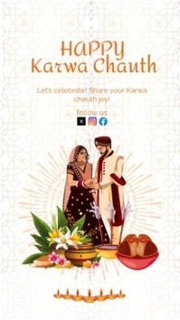 Orange Happy Karwa Chauth Story Reel instagram tiktok template
