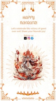 Orange Happy Navratri Story Reel instagram tiktok template