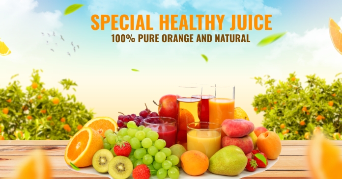 Orange Healthy Juice Gedeelde afbeelding op Facebook template