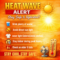 Orange Heat Wave Safety Tips Instagram Post Instagram-opslag template