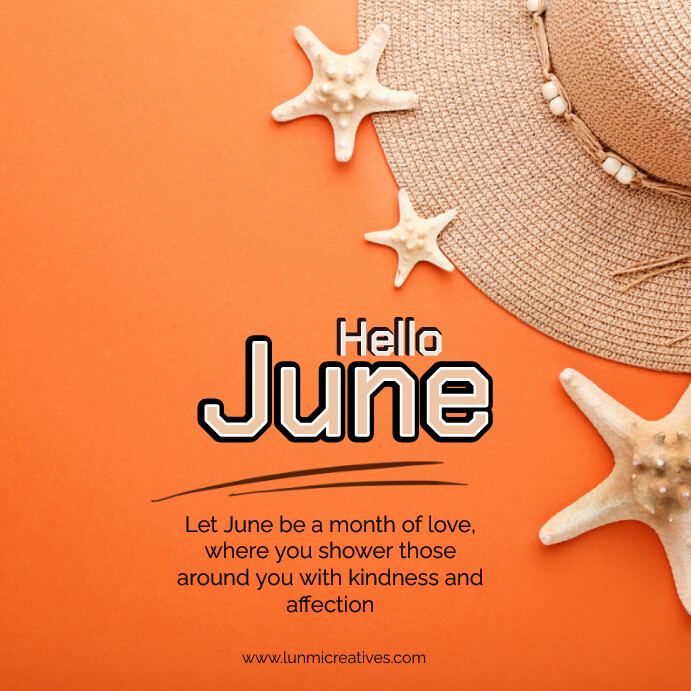 Orange Hello June Instagram Post Templat | PosterMyWall