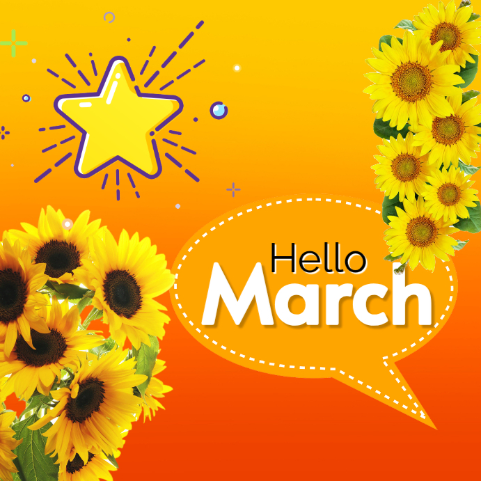 Orange Hello March Instagram Post Template | PosterMyWall