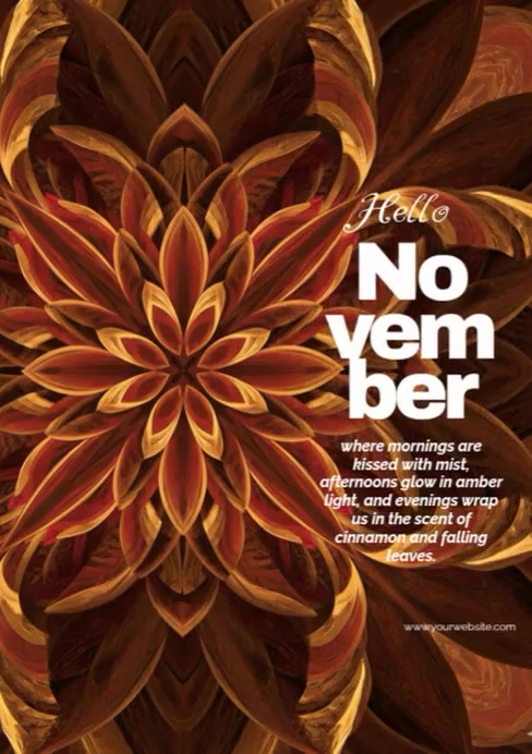 Orange Hello November Fall  A4 template