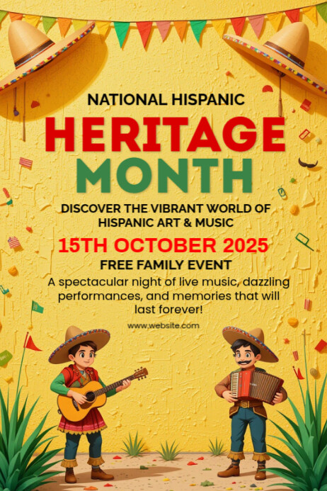 Plantilla de Orange Hispanic Heritage Month Poster | PosterMyWall