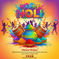 Orange Holi Festival Instagram Post template
