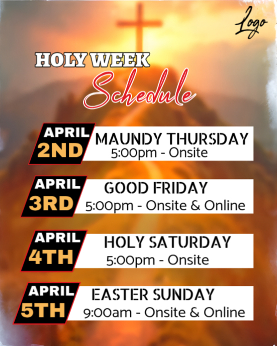 Holy Week Program Sytle Holy Week Schedule Template | PosterMyWall