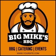 Orange Illustrative Bbq Logo For Male Logo template