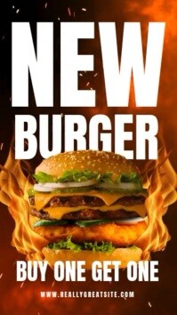 Orange Illustrative Buger Mobile Video Instagram Reel template