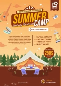 Orange Illustrative Camp Poster Templates A1