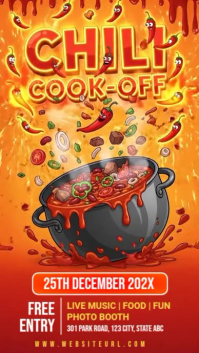 Orange Illustrative Cook Off Event Digital Display (9:16) template