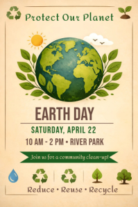 Orange Illustrative Earth Day Event Pinterest Graphic Pinterest-afbeelding template