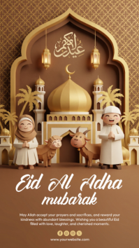 Orange Illustrative Eid Al Adha Celebration Instagram Story Instagram-verhaal template