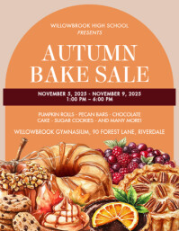 Orange Autumn Bake Sale Pamflet Template