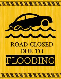 Orange Illustrative Flash Flood Warning Flyer (us Letter) template