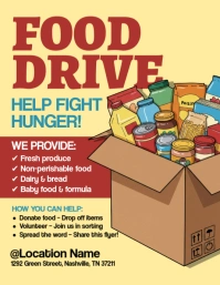 Orange Illustrative Food Drive Flyer (us Letter) template